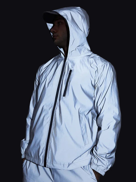 Reflective Unisex Hip-hop Style Cycling Hooded Windbreaker Jacket On Sale