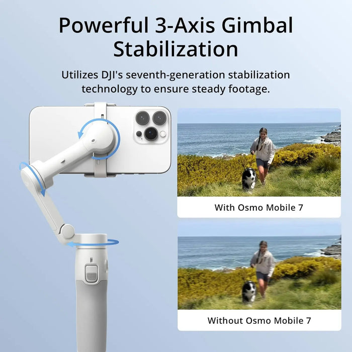 DJI Osmo mobile 7P/ 7 Smartphone Gimbal Stabilizer Native Tracking With Integrated Audio & Lighting Capabilities On Sale
