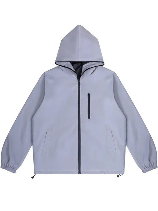 Reflective Unisex Hip-hop Style Cycling Hooded Windbreaker Jacket On Sale