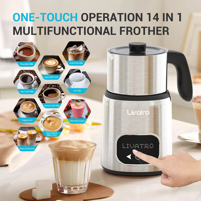 Livatro 14-in-1 Dual Cups Automatic Cafe Milk Warmer And Milk Frother On Sale