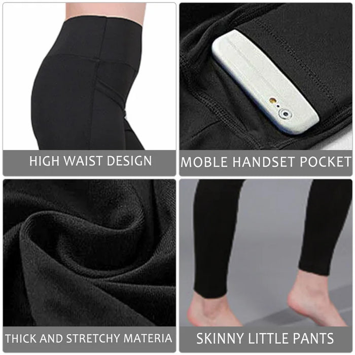 High Waisted Side Pocket Solid Sport Leggings On Sale