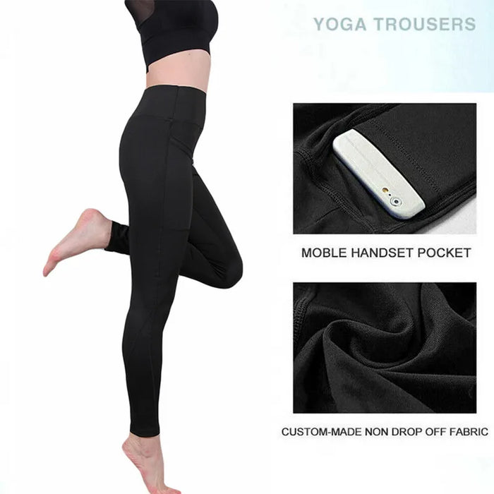 High Waisted Side Pocket Solid Sport Leggings On Sale