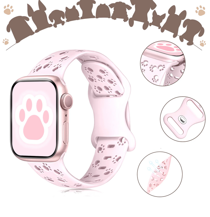 Animal Paws Hollow-out Design Silicone Strap for Apple Watch Band Ultra 2, Series 10, 9, SE, 8, 7, 6, 5 On Sale