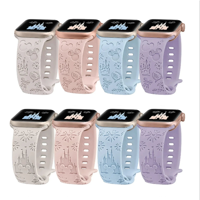 Disney Mickey Mouse Castle Theme Design Silicone Apple Watch Band On Sale