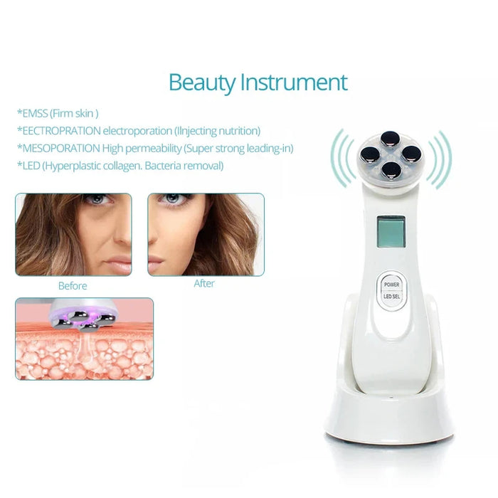 Ultrasonic LED Photon Facial Mesotherapy Electroporation RF Radio Frequency Massager On Sale