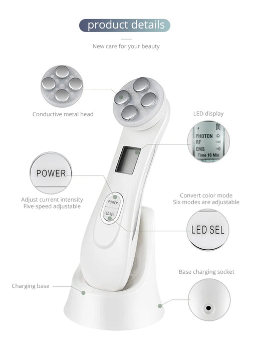 Ultrasonic LED Photon Facial Mesotherapy Electroporation RF Radio Frequency Massager On Sale