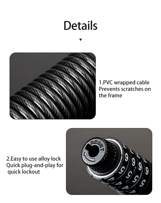 Anti-theft Steel Wire Mini Password Bike Helmet Lock On Sale