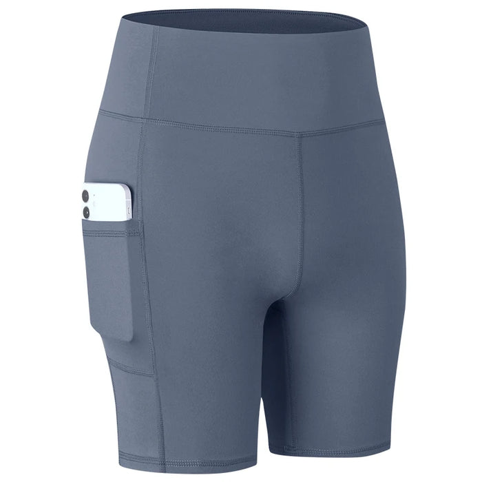Grey Blue Quick-drying Cycling Shorts With Side Pockets On Sale