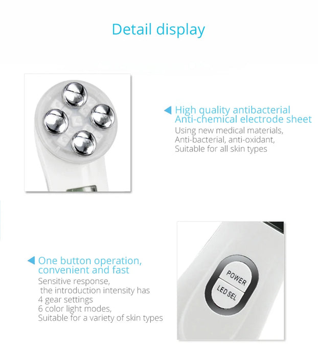 Ultrasonic LED Photon Facial Mesotherapy Electroporation RF Radio Frequency Massager On Sale