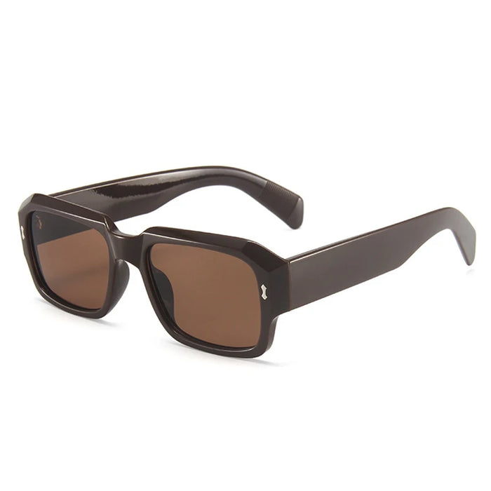 Brown Fashion Rectangle HD Gradient Lens UV400 Sunglasses On Sale