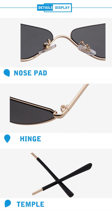Retro Triangle Shape 90s Vintage Style Half Frame Fashion Sunglasses On Sale