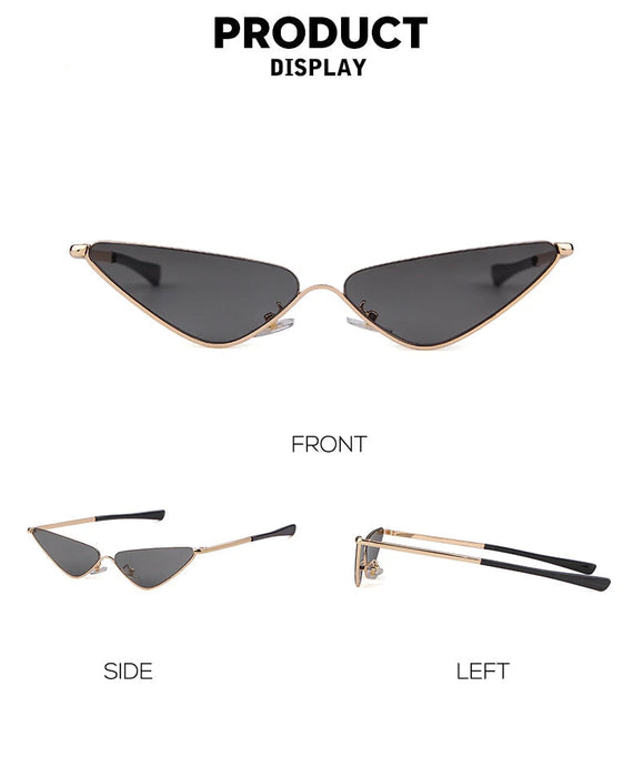 Retro Triangle Shape 90s Vintage Style Half Frame Fashion Sunglasses On Sale