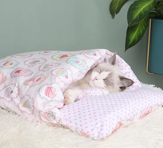 Machine Washable Pink Japanese Pet Futon Bed For Cats or Dogs On Sale