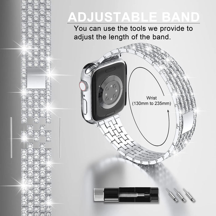 Diamond strap with case for Apple watch band 38mm, 40mm, 42mm, 44 mm On Sale
