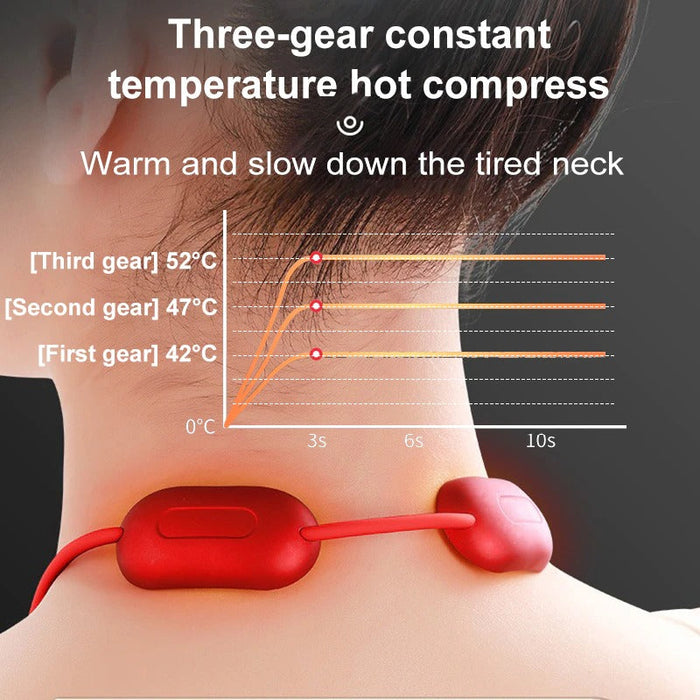 TENS EMS Double Pulse Hot Compress Smart Kneading Neck Massager