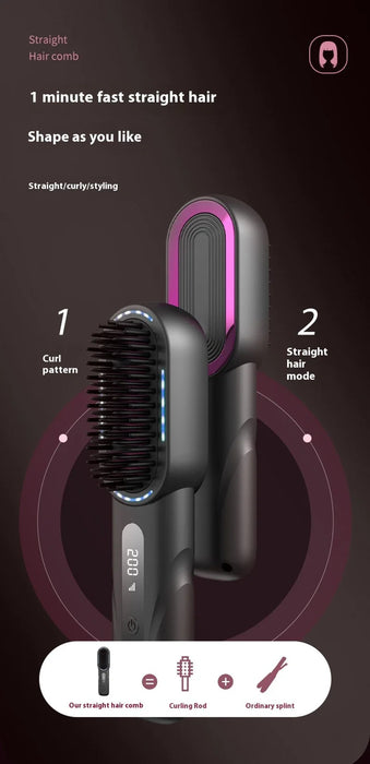Rechargeable Wireless Negative Ion Electric Hair Comb Straightener On Sale