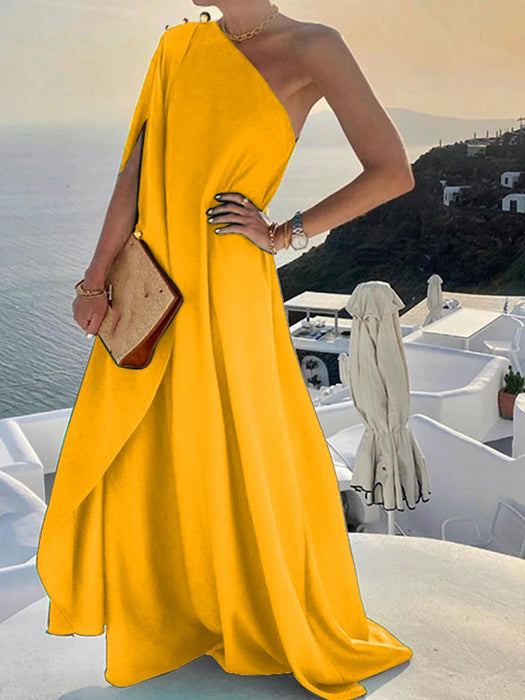 Elegant Off Shoulder Yellow Boho Long Maxi Dress On Sale