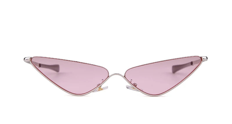 Pink Retro Triangle Shape 90s Vintage Style Half Silver Frame Fashion Sunglasses On Sale