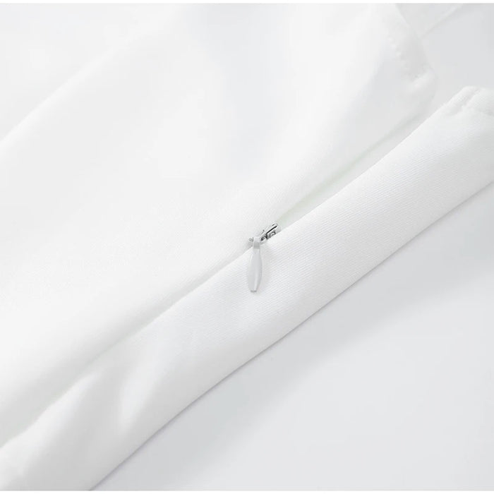 Elegant High-Waisted Squared Neckline Sleeveless A-line Midi Dress  - Closure