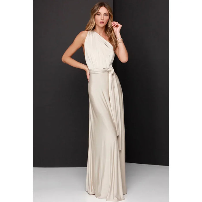 Silver Maxi Convertible Long Dress On Sale