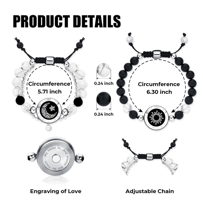 Size Of Light Up & Vibrate Long Distance Agate Touch Bracelets For Couples