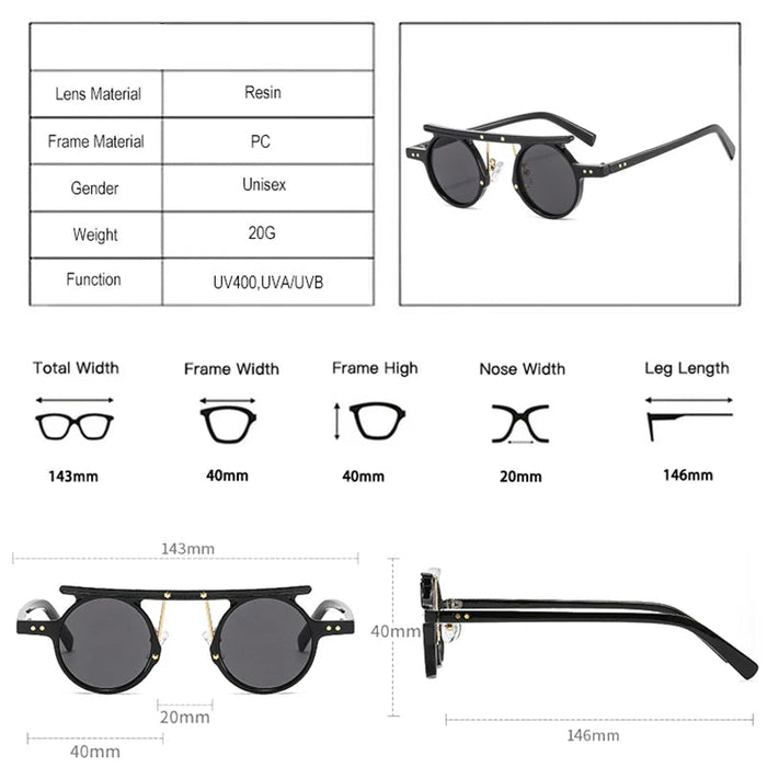 Retro UV400 Round Steampunk Sunglasses On Sale