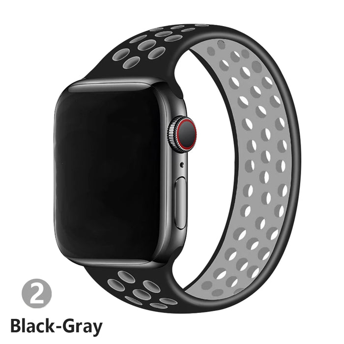 NIKE Style Black Gray Sport Solo Band for Apple Watch Strap On Sale