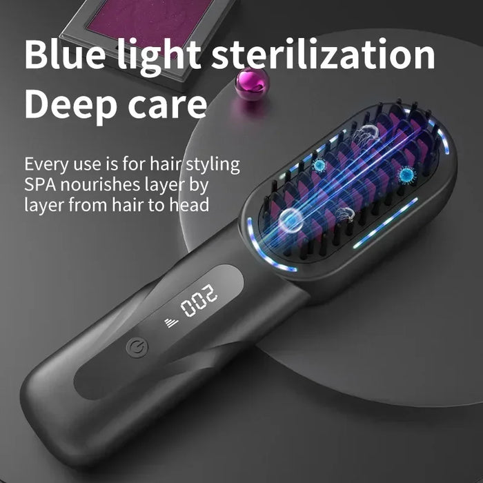 Rechargeable Wireless Negative Ion Electric Hair Comb Straightener On Sale