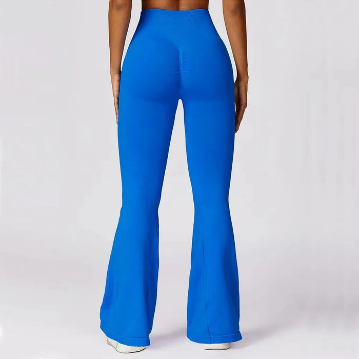 High Waisted Seamless Blue Flare Leg Yoga Pants On Sale