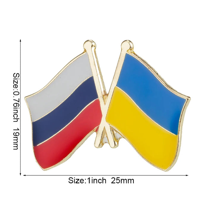 Ukraine Flag & Russian Flag Brooches Lapel Pins On Sale