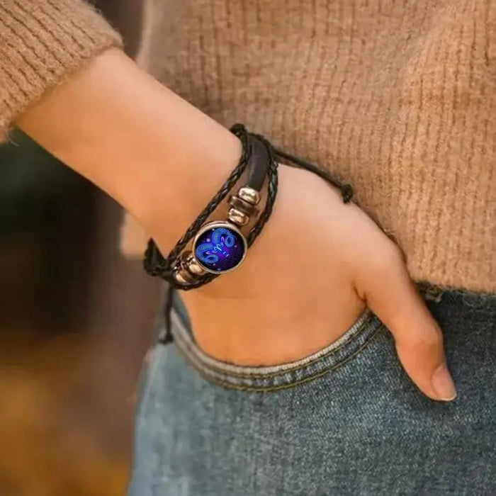 Aries Glows Zodiac Leather Bracelet On Sale