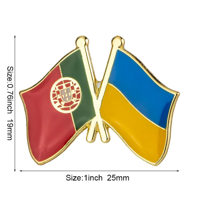Ukraine Flag & Portugal Flag Brooches Lapel Pins On Sale