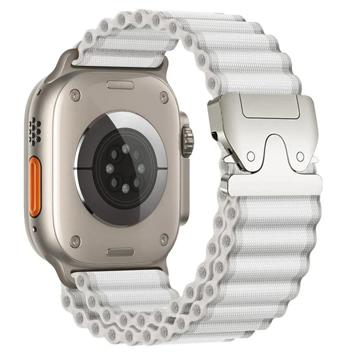 White Outdoor Sport Adventure Tactical Nylon Loop Strap Collection for Apple Watch Band Ultra, 49mm, 46mm, 45mm,  42mm, 41mm, 40mm, 38mm On Sale