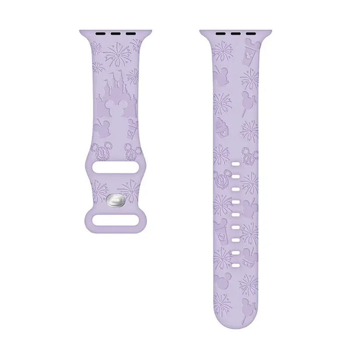 Purple Disney Mickey Mouse Castle Theme Design Silicone Apple Watch Band On Sale
