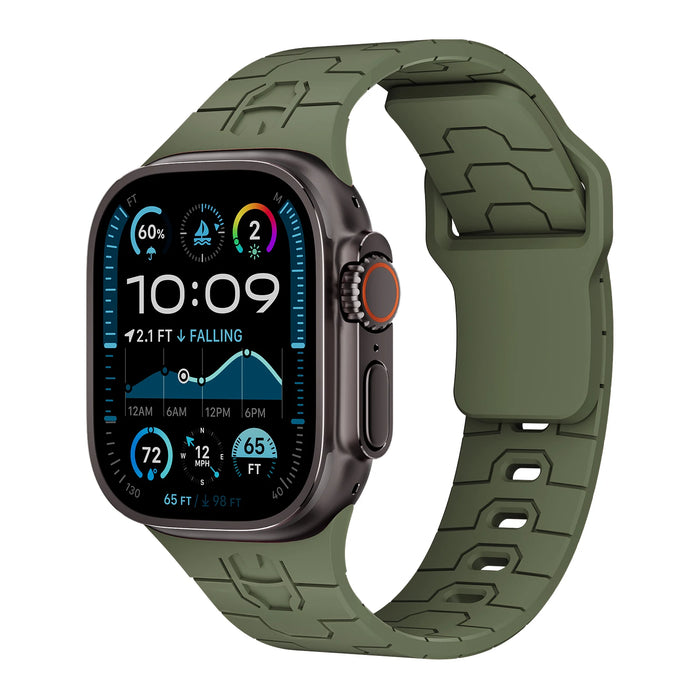 Superhero Style Army Green Silicone Sport Straps For Apple Watch Series 49mm, 46mm, 45mm, 44mm, 42mm, 41mm, 40mm, 38mm On Sale