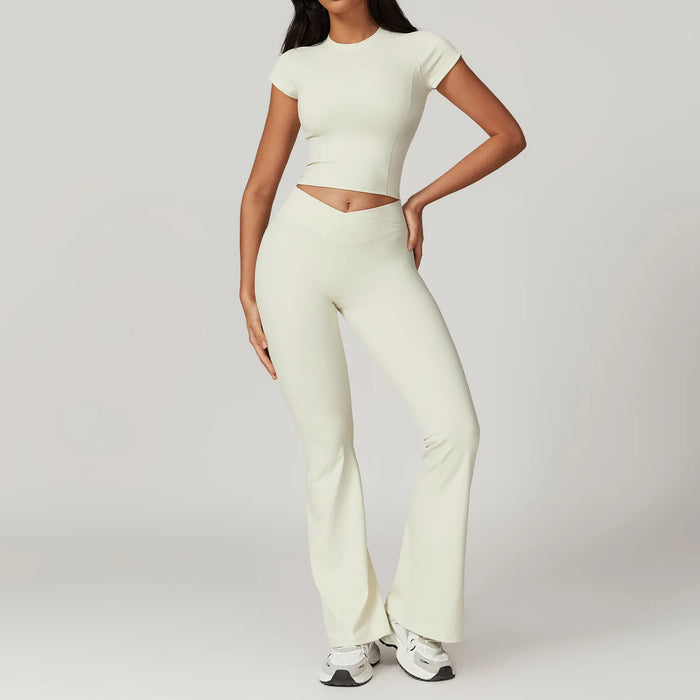 Matching 2 Pieces Yoga Activewear White Sets On Sale