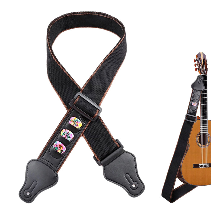 Adjustable Guitar Strap with 3 Guitar Pick Slot Design On Sale