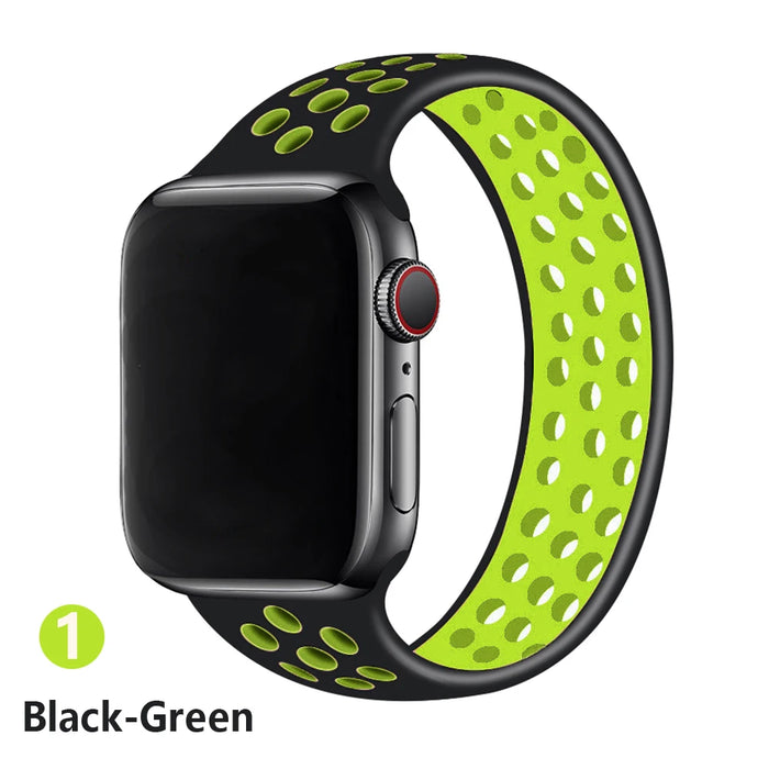 NIKE Style Black Green Sport Solo Band for Apple Watch Strap On Sale