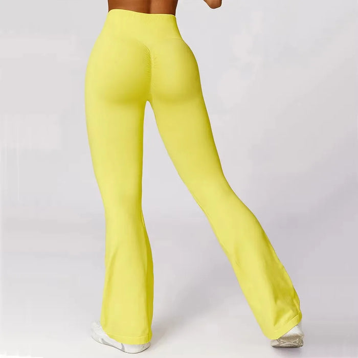 High Waisted Seamless Yellow Flare Leg Yoga Pants On Sale