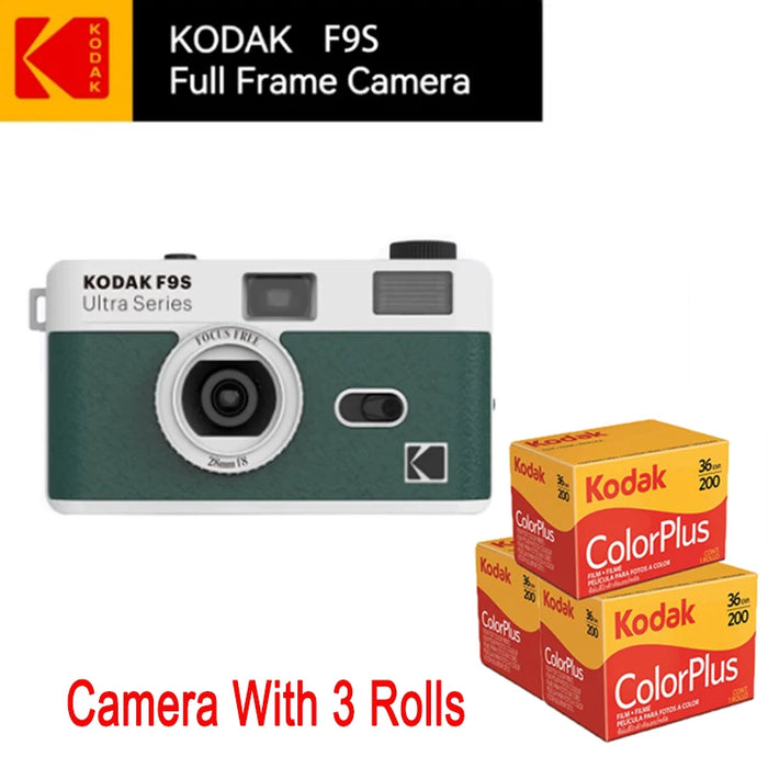 KODAK Vintage Retro Ultra F9S 35mm Reusable Classic Film Camera Green With 3 Roll Kodak ColorPlus 200 Film On Sale