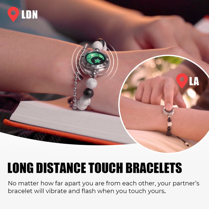 Light Up & Vibrate Long Distance Agate Touch Bracelets For Couples On Sale
