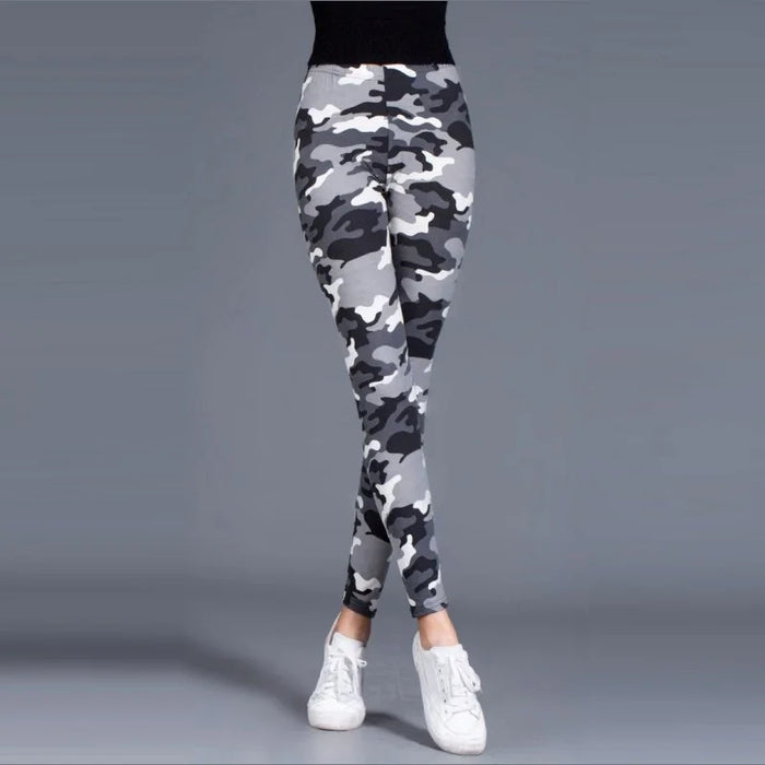 Off-White Soft High-Waisted Camouflage Yoga Gym Leggings On Sale