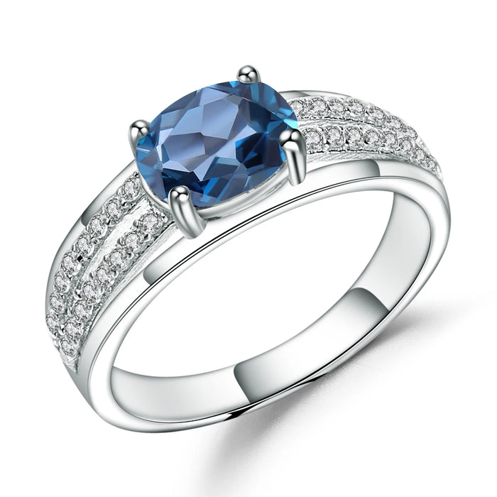 925 Sterling Silver 1.66Ct Natural Blue Sapphire Gemstone Ring On Sale