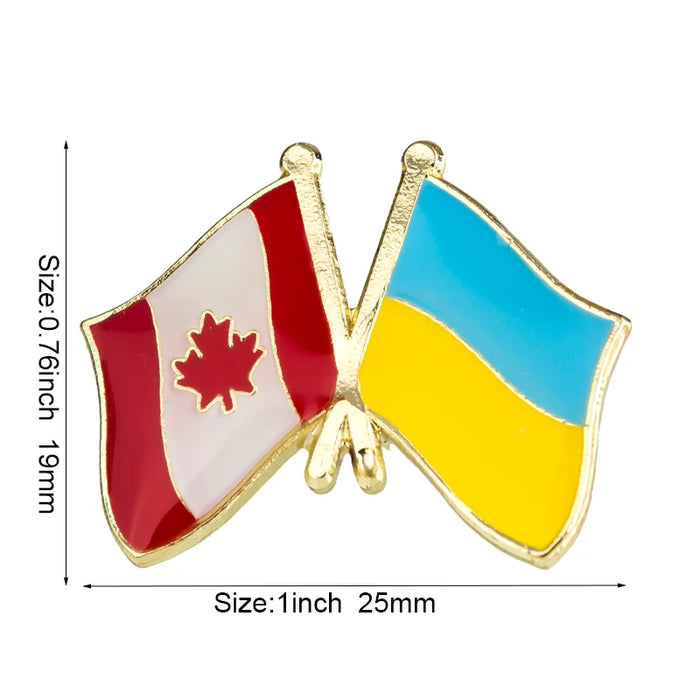 Ukraine Flag & Canada Flag Brooches Lapel Pins On Sale