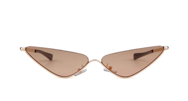 Light Orange Retro Triangle Shape 90s Vintage Style Half Gold Frame Fashion Sunglasses On Sale