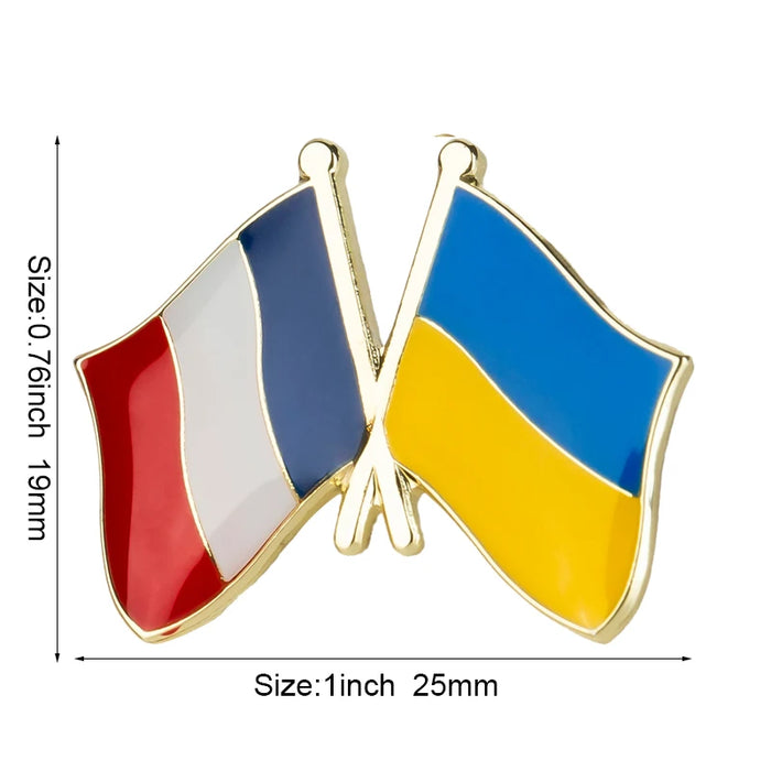 Ukraine Flag & French Flag Brooches Lapel Pins On Sale