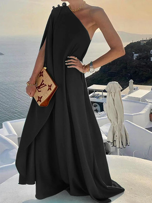 Elegant Off Shoulder Black Boho Long Maxi Dress On Sale