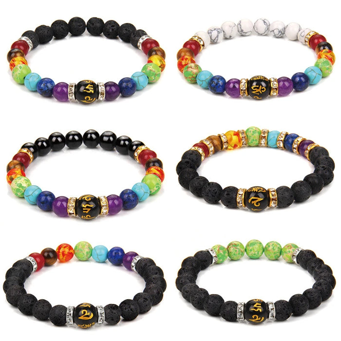 7 Chakras Symbols Reiki Power Of Energy Natural Crystal Stone Yoga Charm Couple Bracelet On Sale