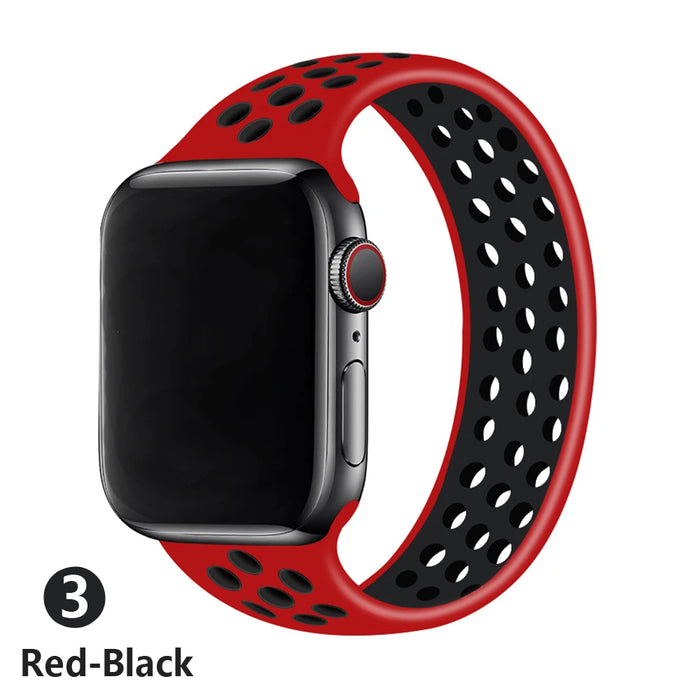 NIKE Style Red Black Sport Solo Band for Apple Watch Strap On Sale