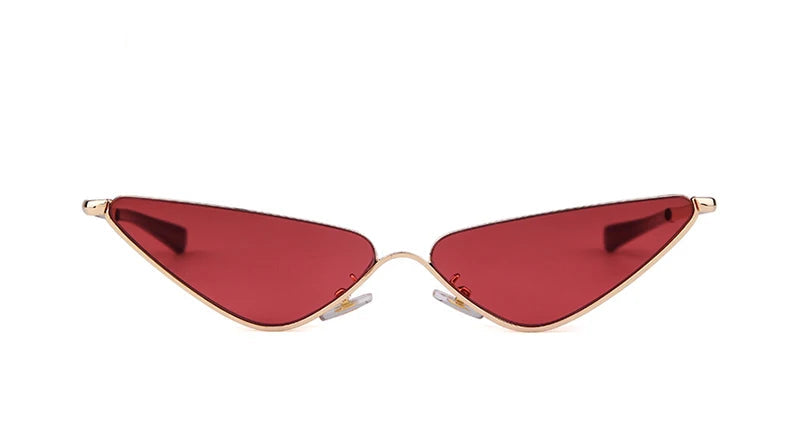 Red Retro Triangle Shape 90s Vintage Style Half Gold Frame Fashion Sunglasses On Sale